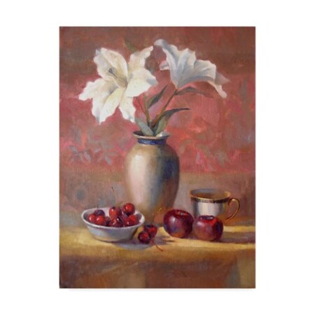 Hall Groat Ii 'Lilies With Plums And Cherries' Canvas Art,24x32